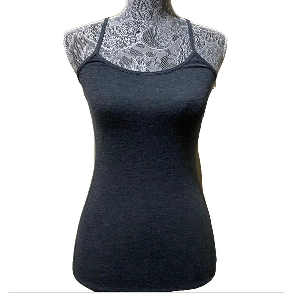 Rubbish Gray Racerback Tank Womens XS Cotton Stretch Fitted Sleeveless Basic Top